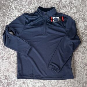 Men’s pebble Beach dry Luxe performance quarter zip jacket shirt.
